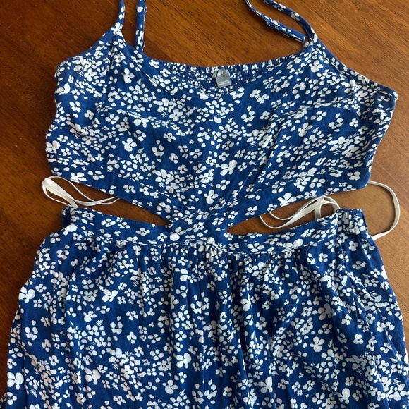 Aerie Blue Floral Jumpsuit with Cutouts - Picture 2 of 6